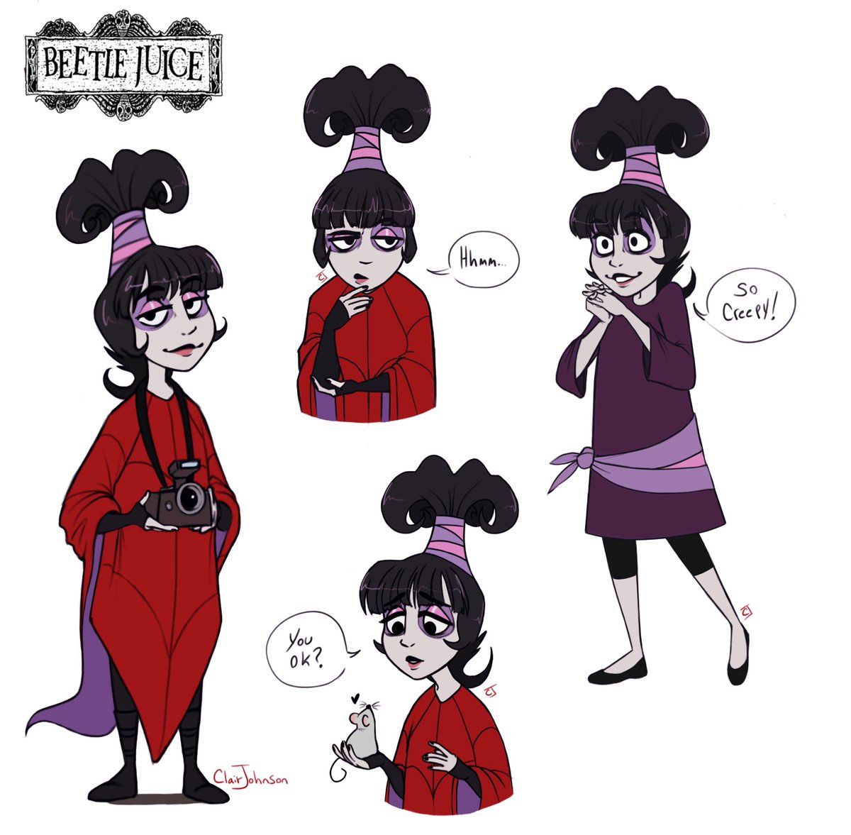 It’s been awhile since I posted! I’ve been picking away at these cartoon #Beetlejuice designs for ages and finally found some time to finish them. #timburton #lydiadeetz