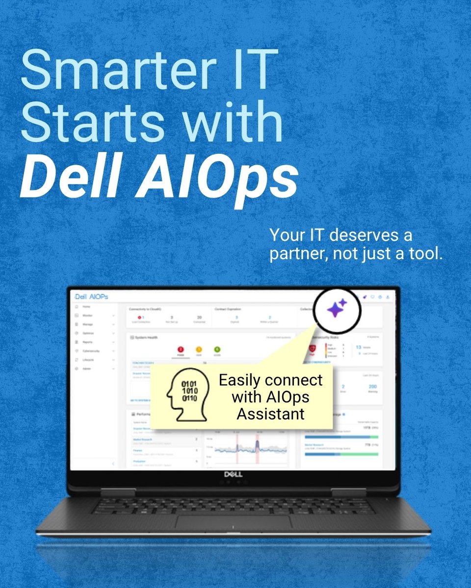 joshdabrams's tweet image. Your Dell infrastructure just got a smarter voice. 

Dell AIOps &amp;amp; AIOps Assistant now deliver context-aware insights, &amp;amp; PowerStore update recommendations powered by agentic AI. 

Explore the upgrade → del.ly/6014A7e3r  

#AIOps #AgenticAI #PowerStore #ITOps  #iwork4dell