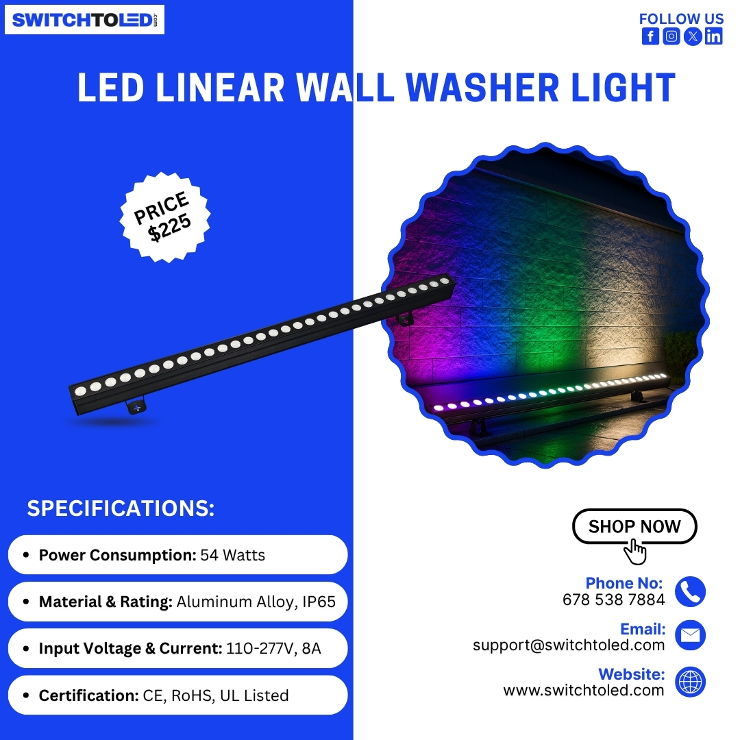 switchto_led's tweet image. Light up your walls with vibrant energy! 🌈
54W LED Linear Wall Washer Light — waterproof, durable &amp;amp; UL listed.
💡 Price: $225
🛒 switchtoled.com
#LEDLighting #WallWasherLight #LightingDesign #SwitchToLED