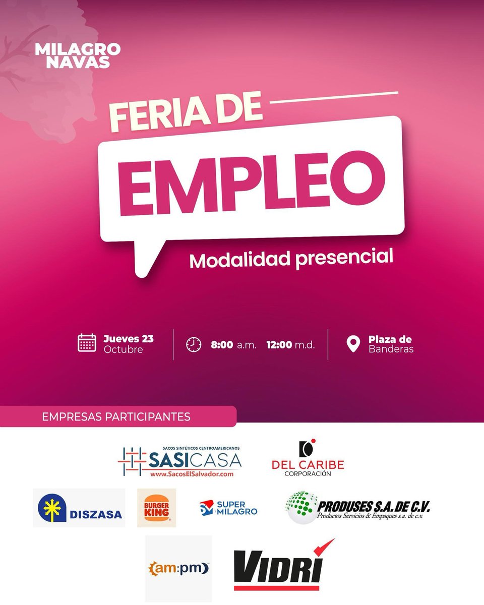 Atención Zaragoza y sus alrededores!

🙌Te invitamos a nuestra próxima Feria de Empleo.
.
#MilagroNavas #lalibertaeste #Oportunidades
