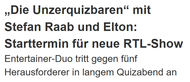 15 Jahre Talententwicklung bei YouTube &amp; Co., aber dem TV-Publikum wird zum 1.000 Mal das präsentiert. Die Personifikationen von Altherrenwitzen und Schlafmittel. Deutsche »Unterhaltung« ist schon oft ein Trauerspiel.
