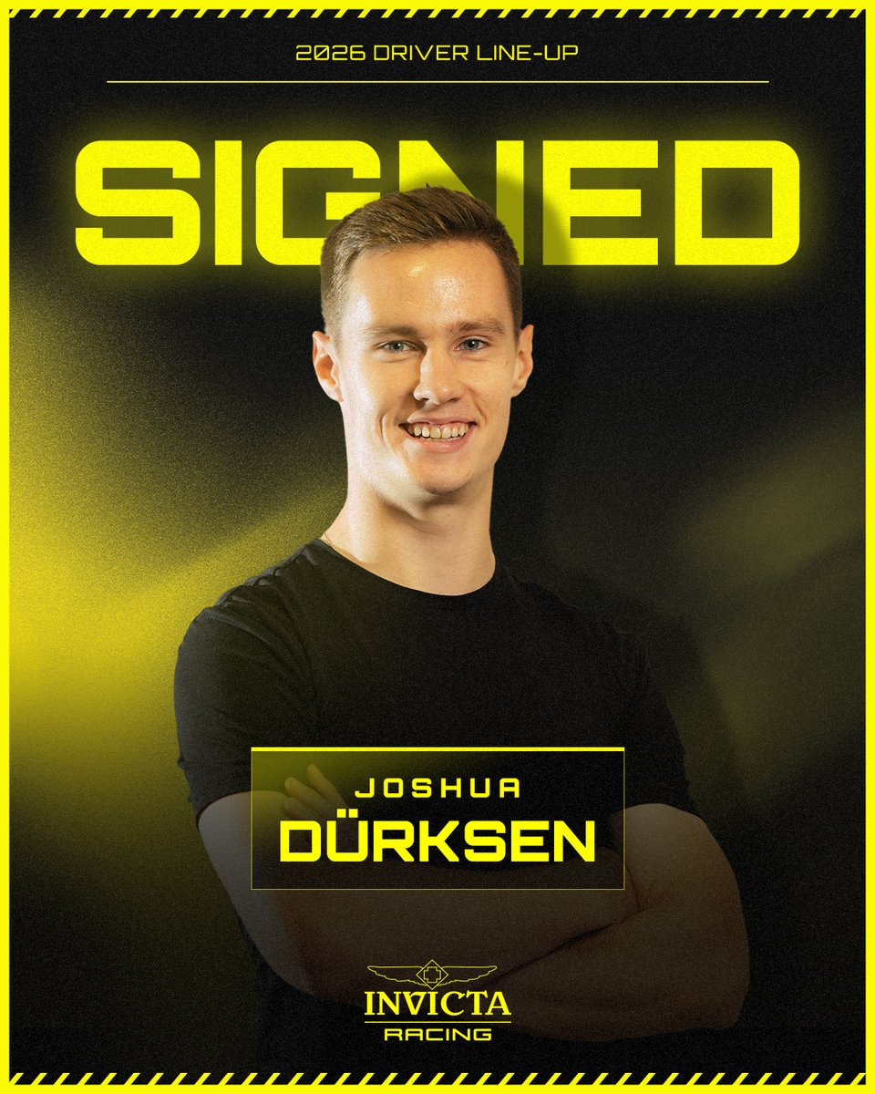 InvictaRacing's tweet image. We're delighted to announce the signing of Joshua Dürksen for the 2026 Formula 2 season 👊
#F2 #Formula2 #InvincibleInSpirit