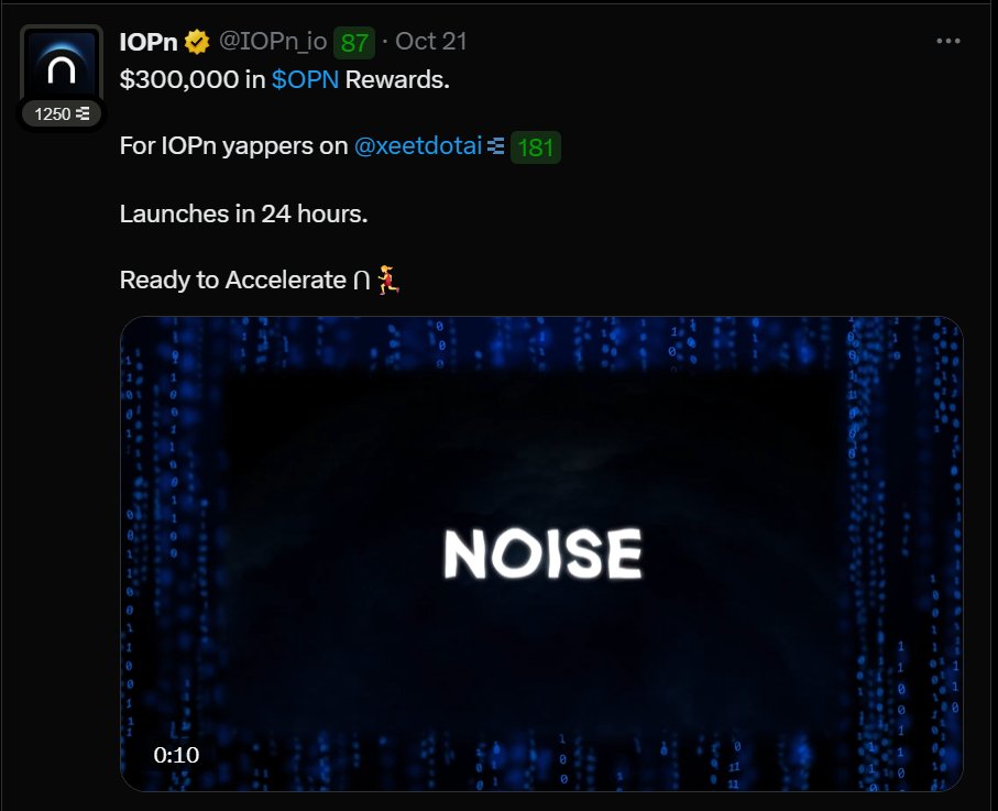 AbsoluteRevisn's tweet photo. IOPn y@ppers on @xeetdotai will receive a $300,000 prize in the form of @IOPn_io's native token $OPN. 
 Are we ready to go forward? 

 impactful noise!!!!! 
On your mark, set go! https://t.co/7wZhpfstBk