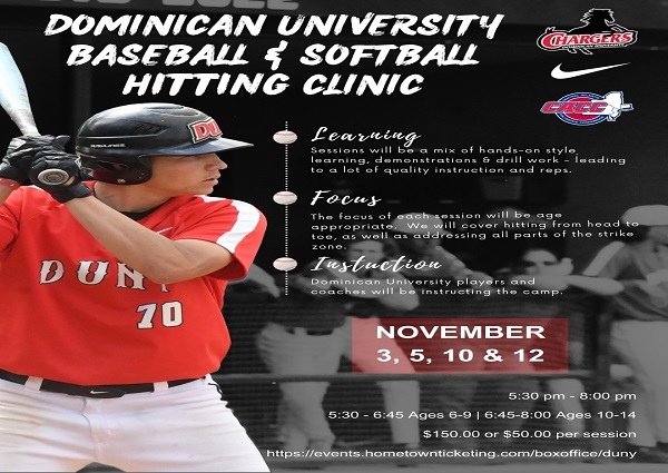 Dominican University Youth Baseball/Softball Hitting Clinic
 events.hometownticketing.com/boxoffice/duny…