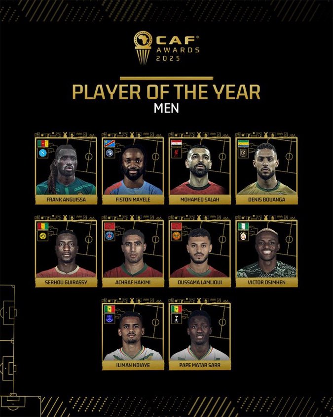 🇨🇲🎖️Andre Frank Zambo Anguissa is nominated for the African player of the year award.