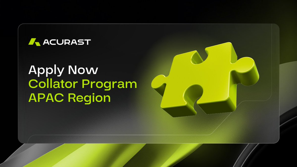 Acurast (@acurast) on Twitter photo Acurast is expanding its Collator Program!
Based in the APAC region? This is your chance to play a vital role in the future of decentralization.
Apply until the 31st of October and become part of the network powering Acurast.
form.typeform.com/to/xEET3a9z Acurast is expanding its Collator Program!
Based in the APAC region? This is your chance to play a vital role in the future of decentralization.
Apply until the 31st of October and become part of the network powering Acurast.
form.typeform.com/to/xEET3a9z