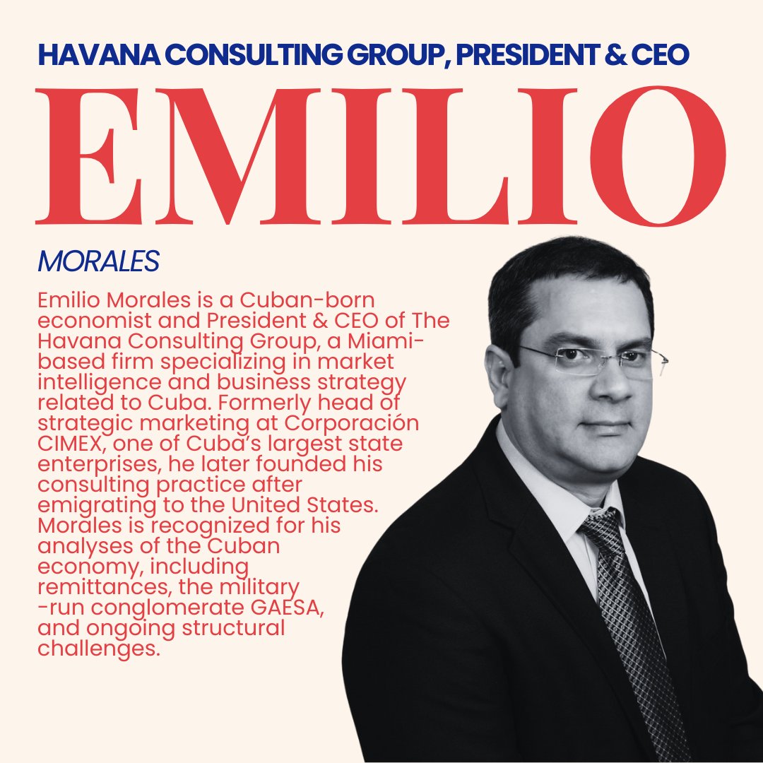 ASCECuba's tweet image. ASCE’s annual conference is happening this Friday and Saturday! In the lead-up to the event, we’re excited to highlight our speakers and featured panelists. Keep an eye out this week for posts showcasing our distinguished lineup. Register at: ascecuba.regfox.com/asce-cuba-annu…