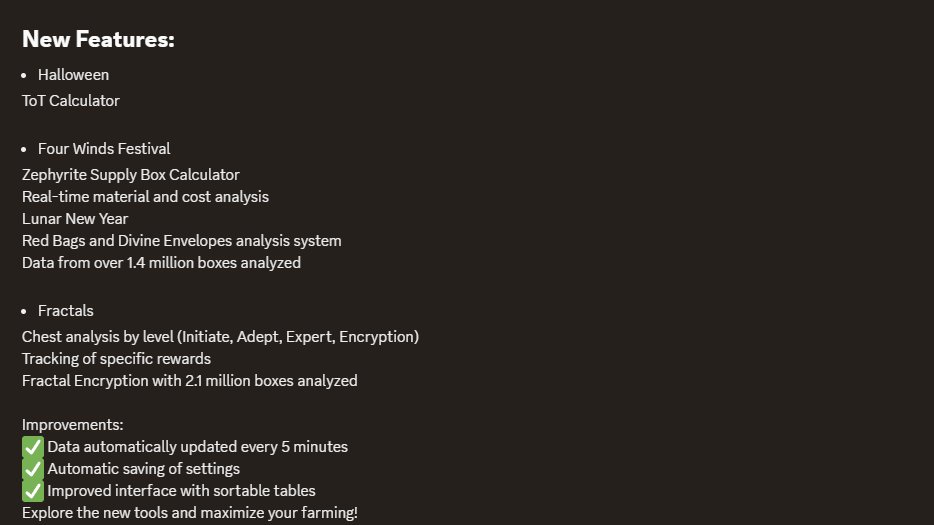 TrueFarming's tweet image. We’ve updated our website, and now we have some new features that you may like as: 

🌐👉 our website: true-farming.com
#guildwars2 #mmorpg  #gaming #gw2