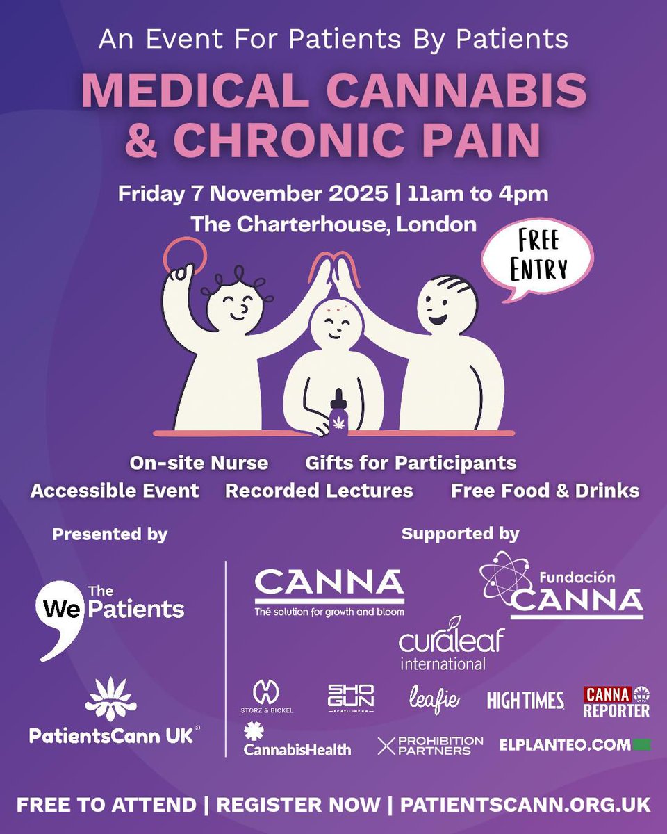 We are proud to partner with <a href="/WeThePatientsEu/">We, The Patients</a> to host Medical Cannabis &amp; Chronic Pain event in London

Register Here: patientscann.org.uk