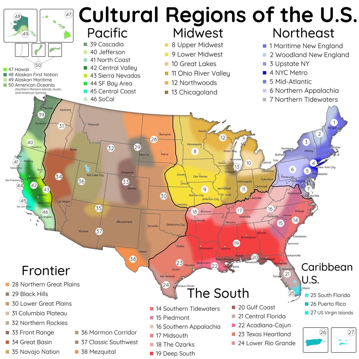 Sometimes I’m easily confused by “normal” or “common knowledge” things but I always look stuff up and try to understand… today’s thing.. the regions of the US. 

Calling Ohio “Midwest” and Wyoming “West” is kinda accurate, I know this..but it’s def hard for my brain to accept 😂