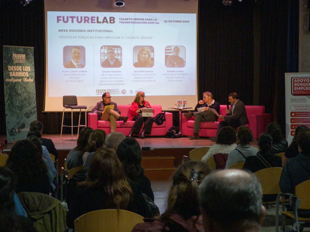 FRAVM's tweet image. Muchas gracias a las personas en búsqueda de empleo, responsables institucionales, profesionales, entidades y empresas que nos han acompañado hoy en el impulso del #TalentoSenior

¡Nos vemos en la próxima edición de #FutureLab!