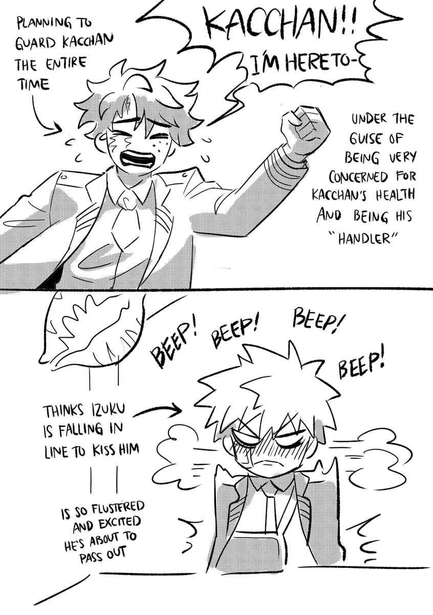 Kacchan passes out and they hang out in the clinic afterwards