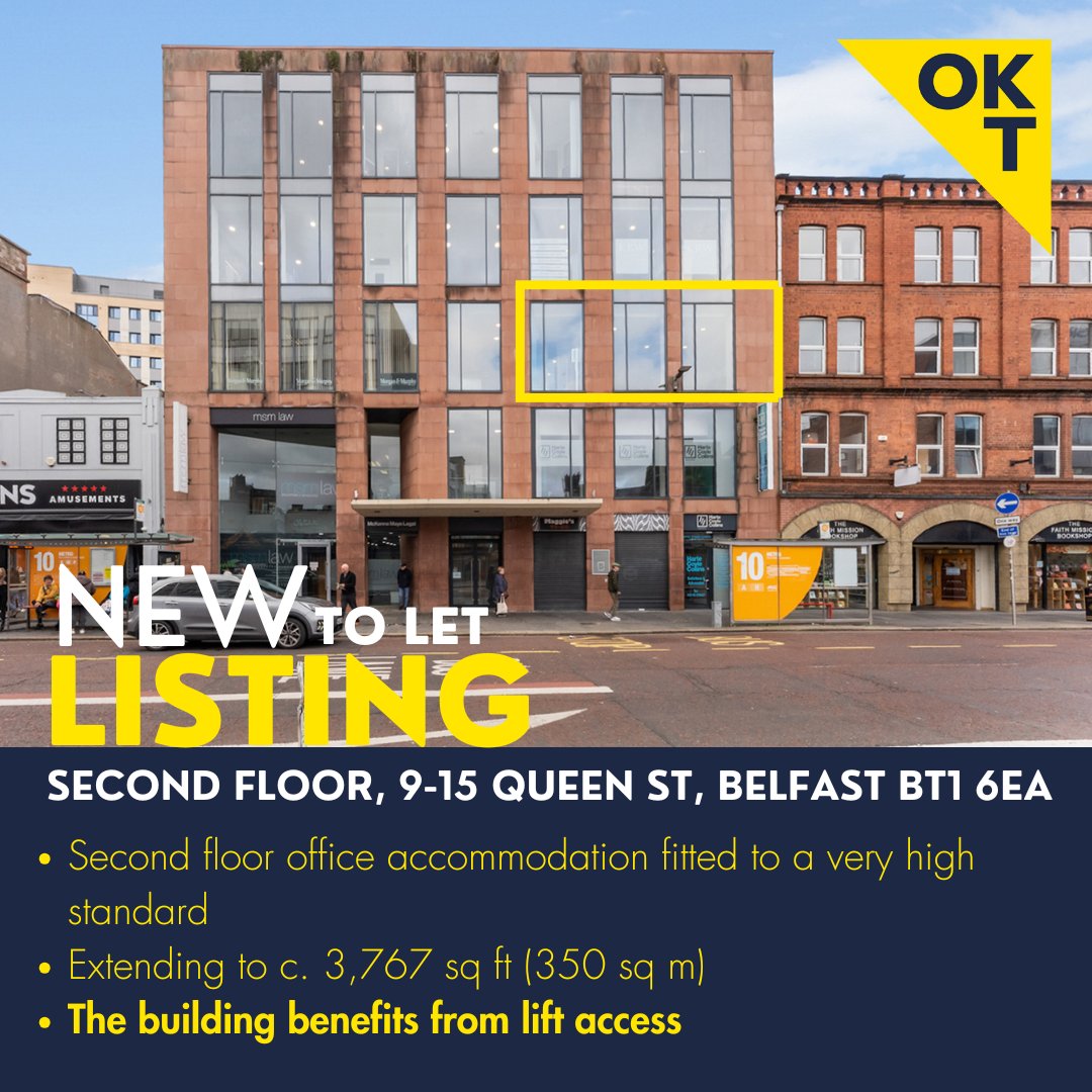 NEW LISTING TO LET:   #Office premises at 9 - 15 Queen Street, #Belfast.  Call us on 028 90248181 for further information or to arrange a viewing. okt.co.uk/properties/sec…