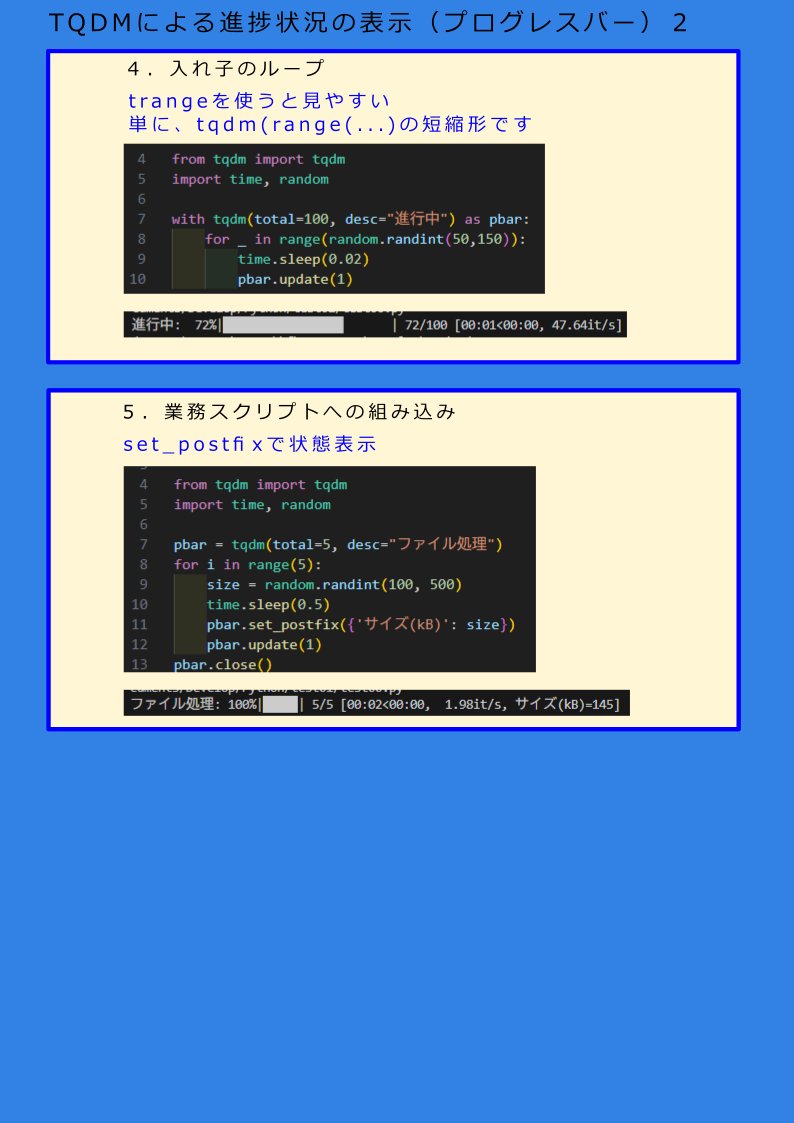 Goro_bizaid's tweet image. 進捗バーがあるだけで「動いてる安心感」が違う

業務自動化スクリプトに組み込むと効果大

#python