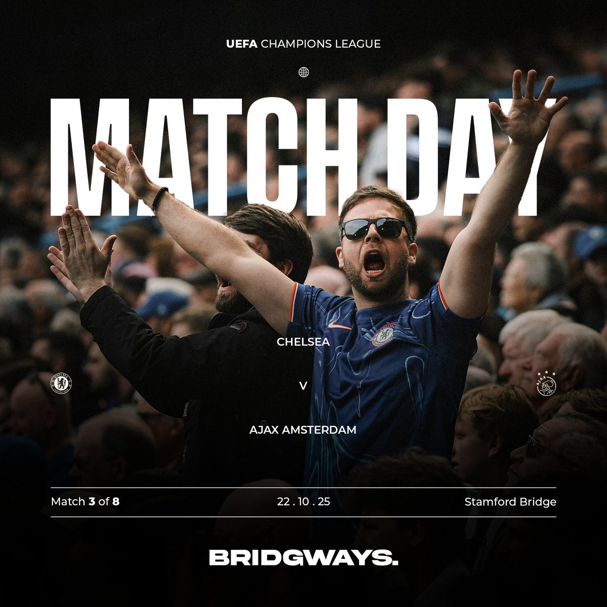 Bridgways's tweet image. Back in action — Chelsea vs Ajax at the Bridge. ✊