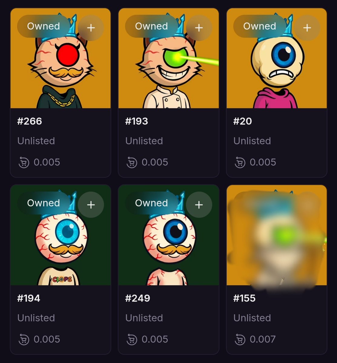 goddamnashole's tweet photo. @K1NGFIVE @CLOPSWORLD I'll trade any of these crowns for that skelly! Of course minus the blurred one @CLOPSWORLD https://t.co/dbincV8FBX
