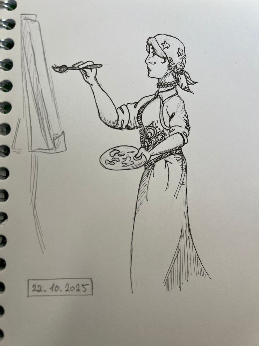 tiny_turtlefish's tweet image. didn&apos;t have iPad on me so I drew Hviezdoslava painting by hand while in arts &amp;amp; culture class
#rdr2 #rdrtwt #oc #hviezdoslava #bittersweerdrink #yumetwt #yume