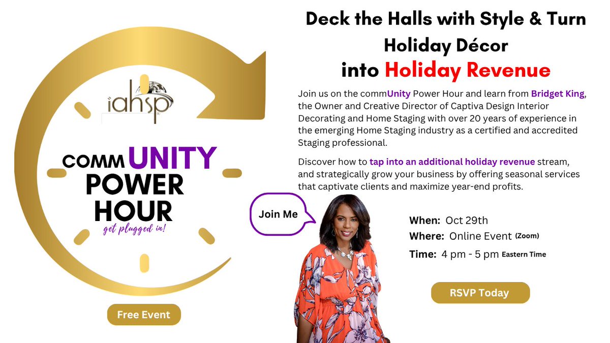 iahspworldwide's tweet photo. Join us for IAHSP’s Monthly Community Power Calls! 🌟 It’s a fantastic chance to connect with fellow professionals in home staging, real estate, and design. Let's share insights and learn about the latest trends together! 💼➡️ #HomeStaging #RealEstate #Networking https://t.co/BAj0Ggm1VF