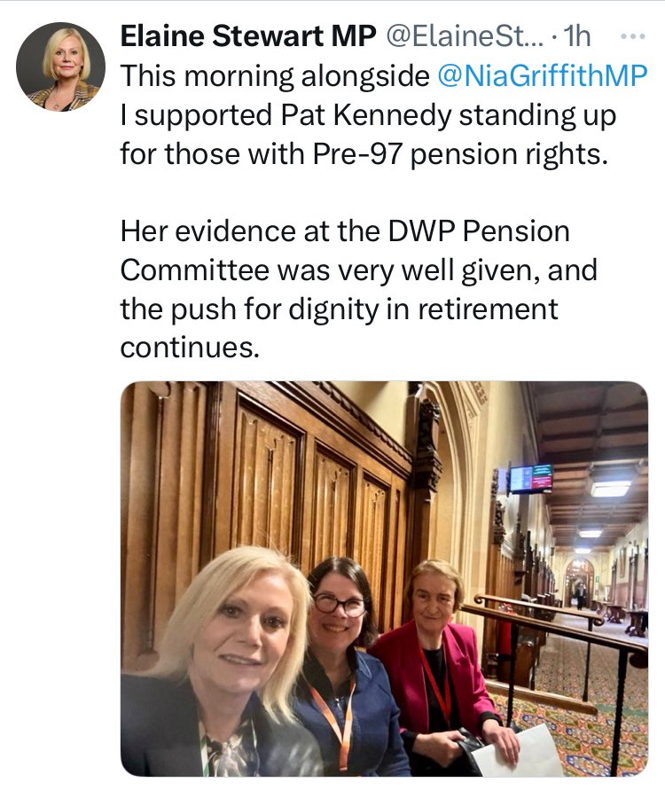 WhiskyElf's tweet photo. Here’s labour mp elaine stewart standing shoulder to shoulder with pre 97 pension rights campaigners.
She also stood shoulder to shoulder with #WASPI women, only to stab them in the back when the vote for compensation came along.🤮
#nevertrustlabour
#JusticeforWASPI https://t.co/SitzHOa4Sc