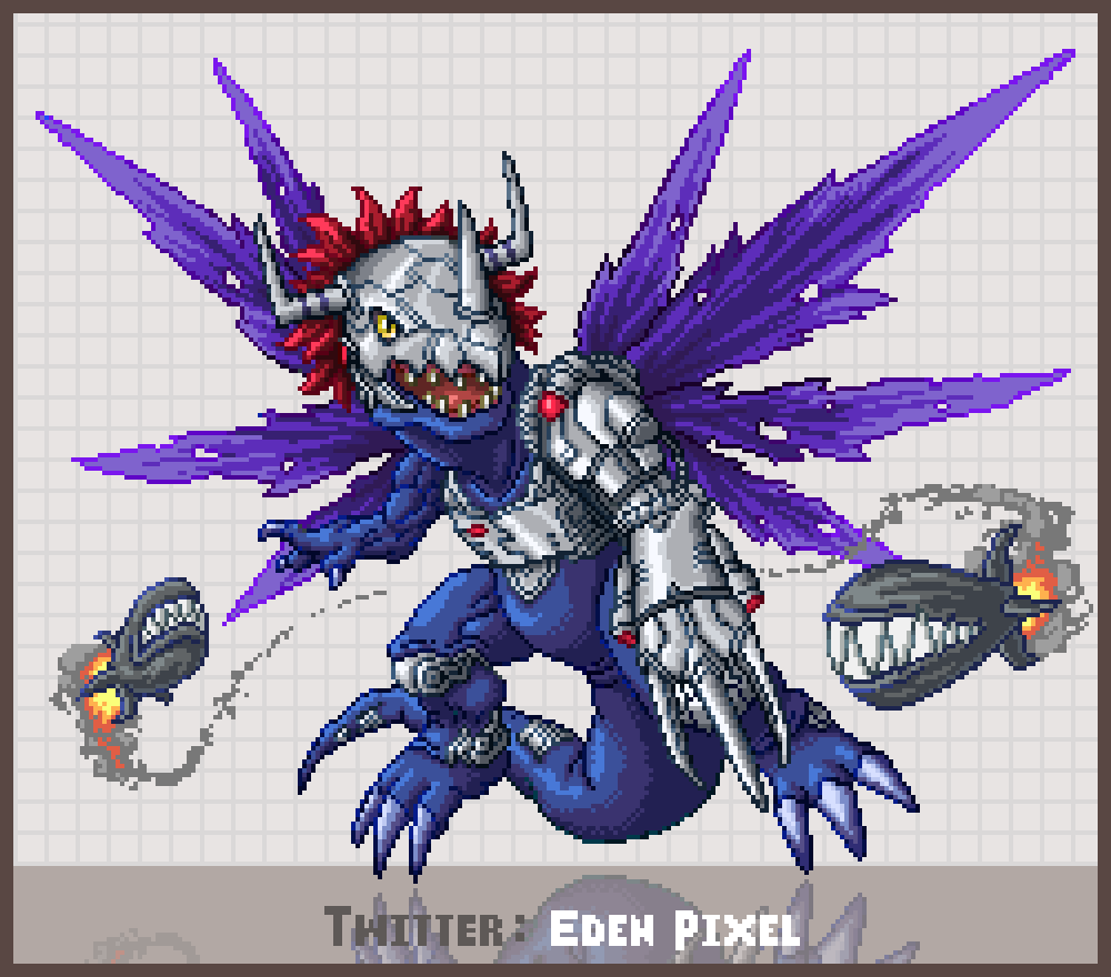 eden_pixel's tweet photo. MetalGreymon (Virus)
メタルグレイモン（ウィルス種）
#デジモン #Digimon
#メタルグレイモン #MetalGreymon
#Pixelart https://t.co/y1IKozWHmc