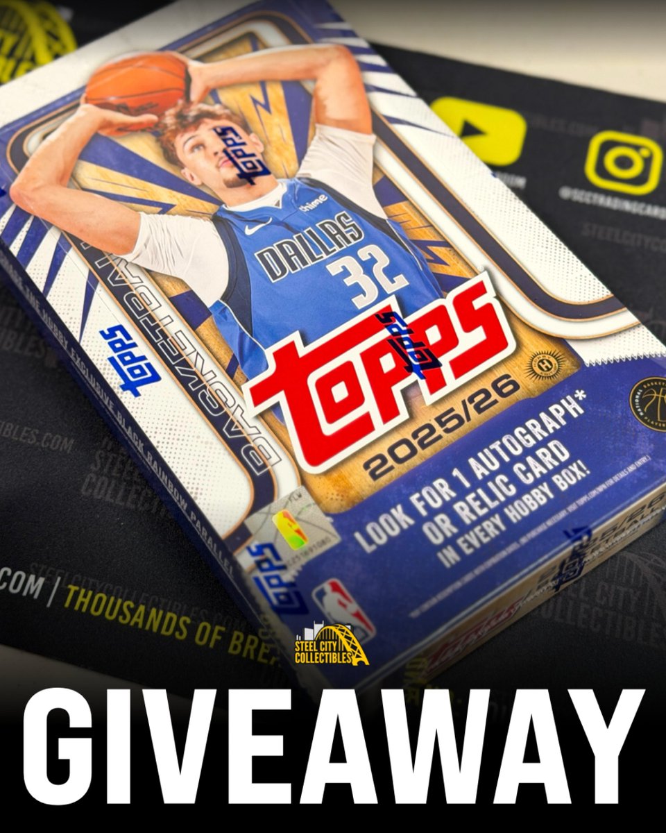 SCCTradingCards's tweet image. ๐จ GIVEAWAY ๐จ
RETWEET, LIKE, & FOLLOW @SCCTradingCards for your chance to win a 2025-26 Topps Basketball Hobby Box!
Want extra entries? Get one additional entry for each friend you tag (they must be following you)!
#Topps #NBA