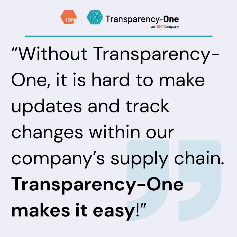 Transparency-One is building a global responsible sourcing network to help transform the way businesses manage supply chains. Reach out to learn more: hubs.la/Q03PHlpM0

#TransparencyOne #ResponsibleSourcing
