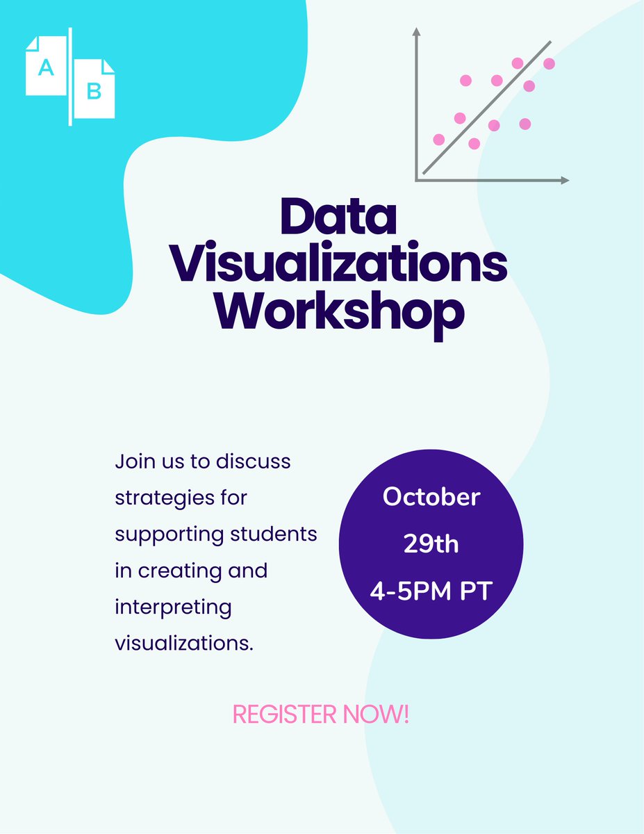 Workshop #2 is coming up! Our Fall Workshop Series continues next week 🍂

📊 Oct 29, 4-5pm PT | Data Visualizations
Learn strategies for helping students create and interpret visualizations.

Register here:  zurl.co/8jVwq