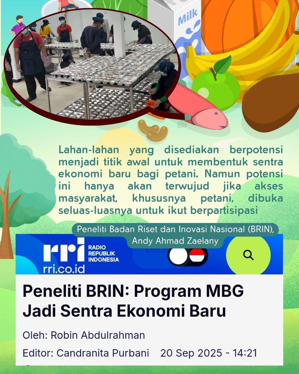 Wahyuu1818's tweet image. MBG bukan cuma soal gizi, tapi juga peluang besar buat petani bangkit lewat sentra ekonomi baru. #ProgramPrioritas #BangunDesa