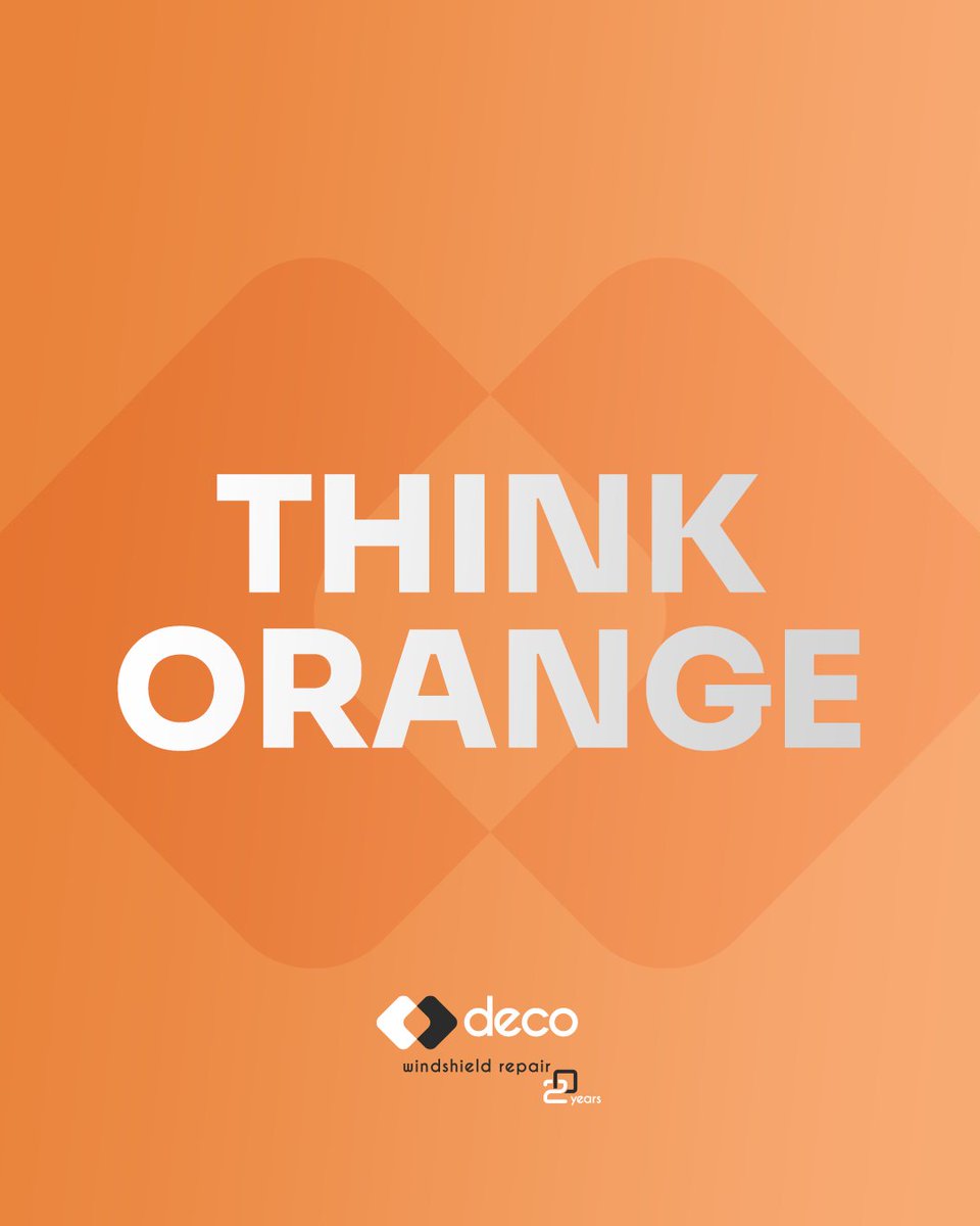 Think Orange is our mindset. 🧡

At DECO we make the experience brighter, simpler, and a little more fun.

Think Orange. Save Your Windshield.™

#ThinkOrange #DecoDifference #WindshieldRepair #DriveSafe