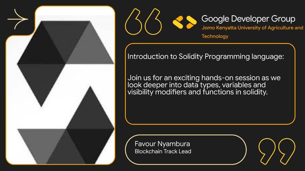gdgcampusJKUAT's tweet image. 🚀 Let’s build on the blockchain!
Join us for another exciting hands-on session as we dive deeper
📍 Venue: Online
🕒 Time: 5:30 – 6:30 PM
📅 Date: 23rd October 2025
🔗 Meeting Link: meet.google.com/thx-cbaa-acs
✅ RSVP: gdg.community.dev/j/pebu6vh9gun8…
#Solidity #Blockchain #Web3 #Tech