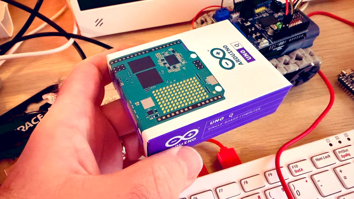 kevsmac's tweet image. Whoop! My second @arduino UNO q has just arrived! Time to build a cyber deck!