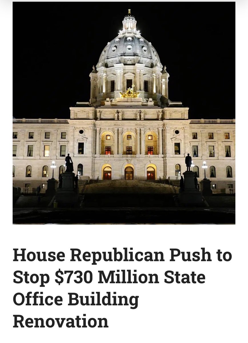 MNHD3BGOP's tweet image. Minnesota Democrats angry about a privately funded WH Ballroom also spent $730 million taxpayer dollars to build a palace for Minnesota politicians that gets used 5 months out of the year.