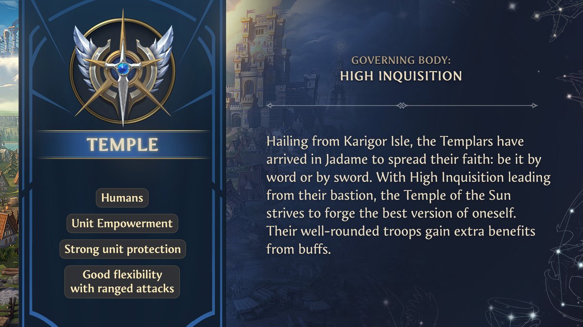 You’ve learned of two of our factions as well as Vesper’s story that shaped him to become the respected Enrothian warlock, but what about the faction he embarked on that journey with? We’re here to help and let you know all about Temple — the 3rd of the four factions present in