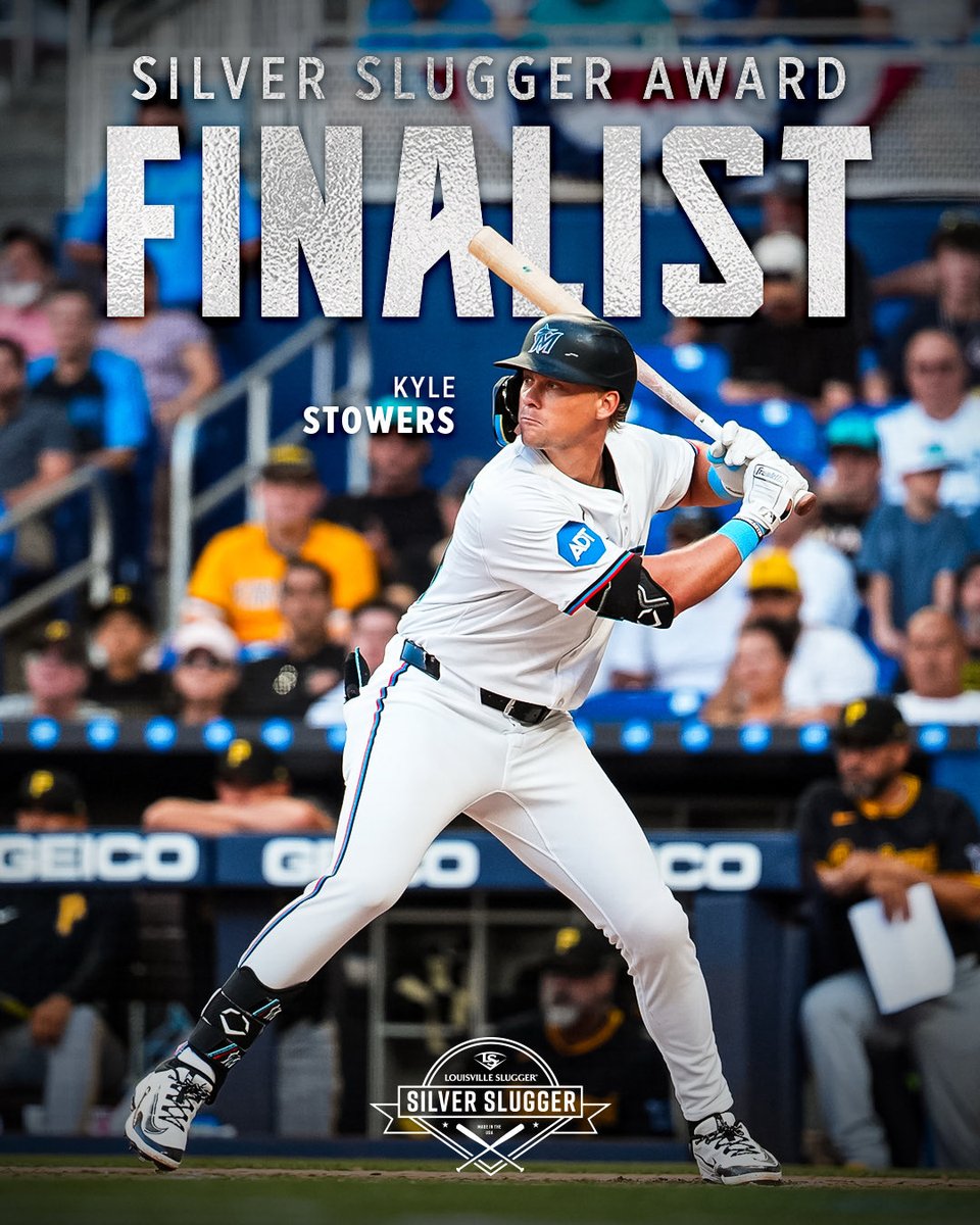 Marlins's tweet image. Stowers POWER 💥
Congrats to Kyle Stowers on being named a @sluggernation Silver Slugger finalist 👏