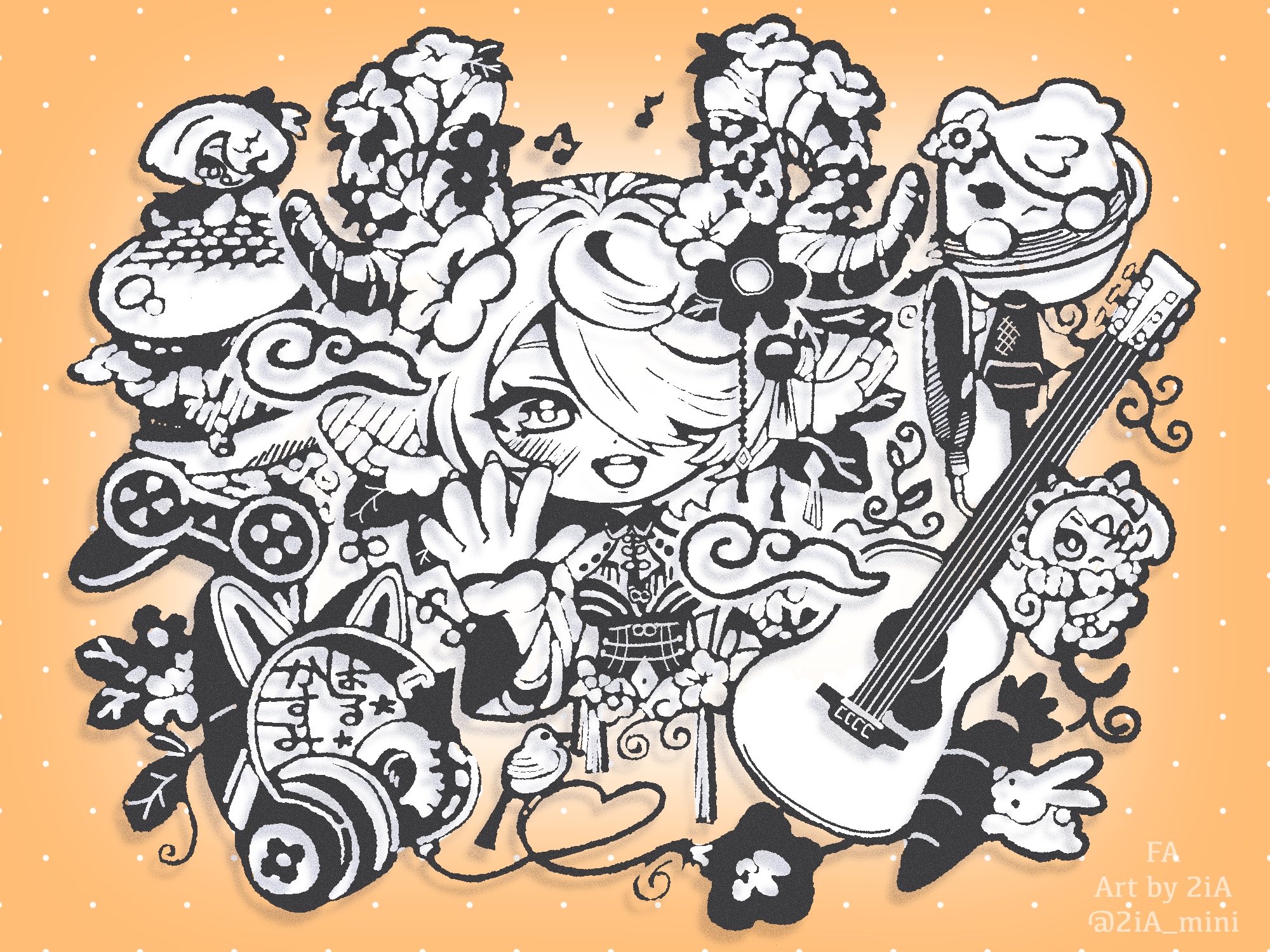 リ*メ様 オリジナル手描きイラスト 「来春」 Yahoo!オークション - 手描きイラスト オリジナル 猫耳メイド