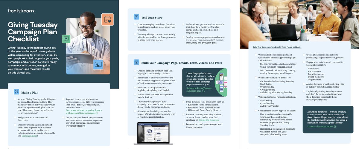 FrontStream's tweet image. #GivingTuesday is the biggest giving day of the year, and nonprofits everywhere will be vying for attention.
This step-by-step checklist helps organize your goals, campaign, and outreach so you’re ready on this pivotal day. ✅
Get the checklist 👉 hubs.la/Q03Nw2p00