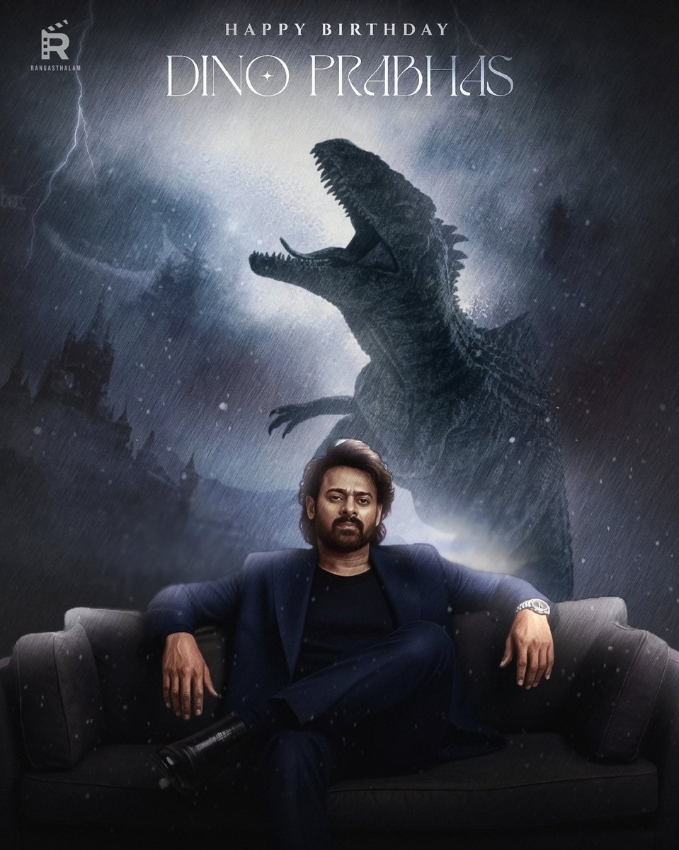RangasthalamIN's tweet photo. The King who walks like a storm and roars like a Dinosaur of Indian Cinema. An unstoppable force of power, charm and dominance. The era belongs to him and him alone.

Happy Birthday to the Mighty Rebel Star #Prabhas 👑🦖🔥

#HappyBirthdayPRABHAS https://t.co/KbjhbnjUMX