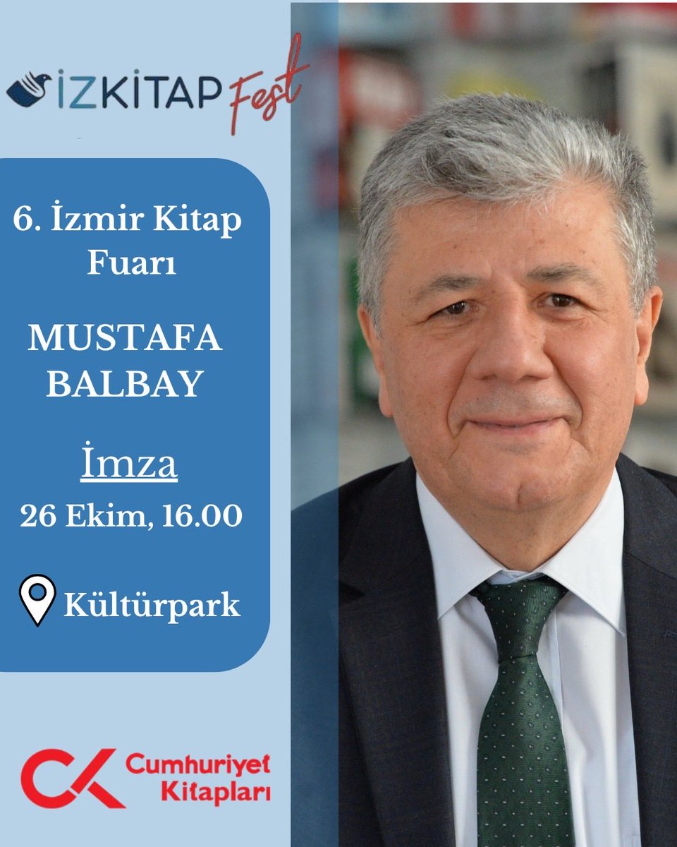 CUMHURİYET YAZARLARI İZMİR’DE!

6. İzmir Kitap Fuarı’nda yazarlarımız Cumhuriyet Kitapları standında okurlarıyla buluşacak.

Bütün okurlarımızı standımıza bekliyoruz.