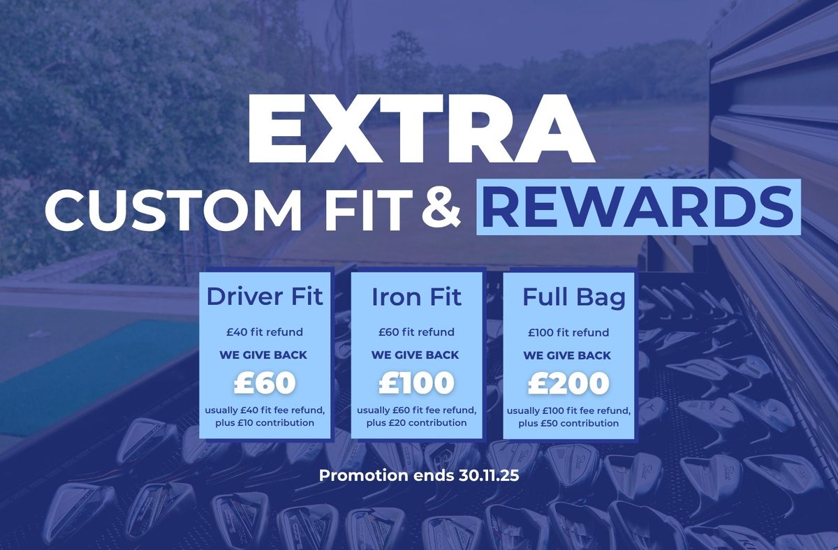 🔵⚪️ This November, Silvermere’s giving you extra rewards on driver, iron &amp; full bag fittings.

Driver fitting - we give back £60
Iron fitting - we give back £100
Full bag fitting - we give back £200

⛳️ Book your fitting this November at Silvermere: tinyurl.com/s255b4t5