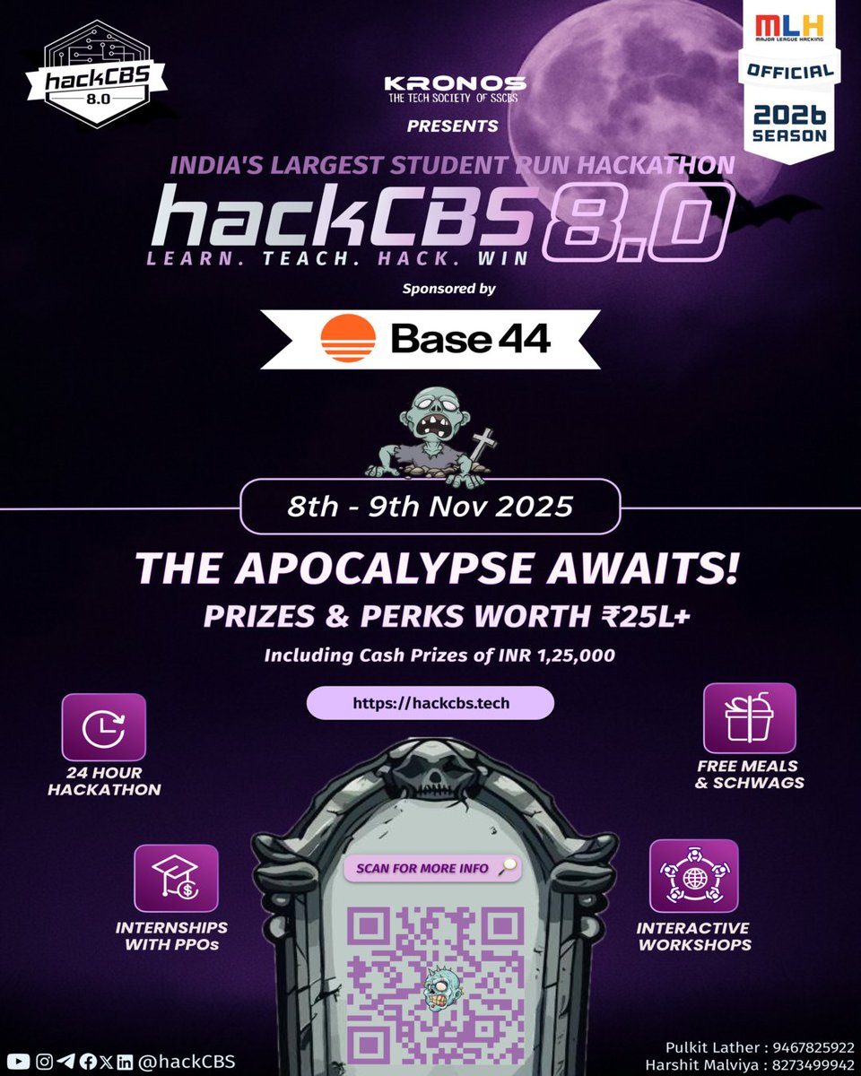 hackCBS's tweet image. Get ready to code your way to glory!
hackCBS 8.0 is here to challenge your creativity and fuel your passion for tech.
Join India’s largest student-run hackathon and make your ideas come alive!
📅 Dates: 8th-9th November
🔗 Register now: hackcbs.tech