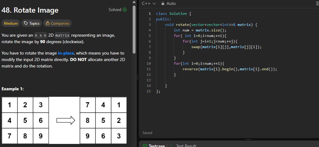 Shomyavk_2101's tweet image. Day 10 of my #150DaysLevelUp with @siamjuit
✅ Solved 3 LeetCode problems today:
Rotate Image
Roman to Integer
Integer to Roman
Feeling more confident with array manipulation and string conversion problems!
#LeetCode #CodingChallenge