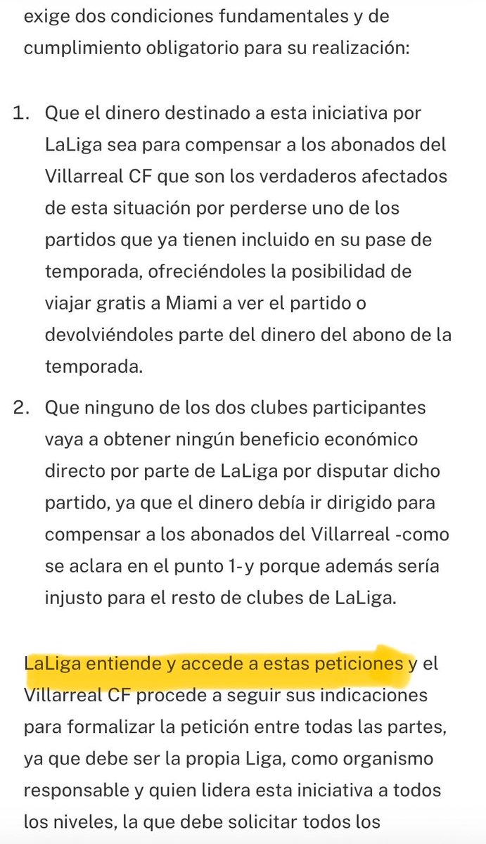 Atentos al comunicado del Villarreal: LA LIGA HABÍA ACCEDIDO A PAGAR LOS VIAJES GRATIS A MIAMI Ó PARTE DEL ABONO. El Villarreal tiene 19.500 abonados. Un viaje a Miami ida y vuelta + pernocta mínimo €1.000… Tebas había aceptado hacerse cargo potencialmente de €19,5 MILLONES DE