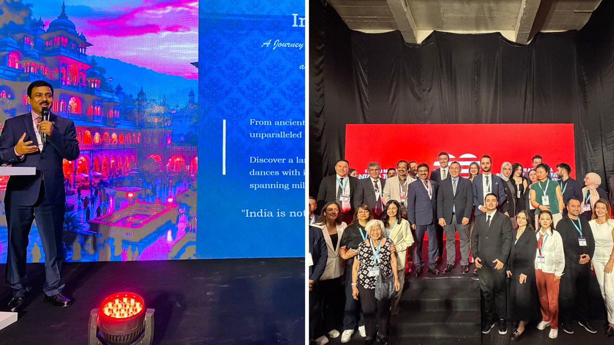 IndiaInTurkiye's tweet photo. TIMELESS INDIA

Highlights of India’s participation in day 1 of The International Antalya Tourism Fair (ATF25 Türkiye) being organised by @atfturkiye

-Ambassador @MukteshPardeshi participated in inaugural event. 
-India stall received visitors from various professions covering tourism sector 
-Presentation made by Ambassador @MukteshPardeshi on the theme “Timeless India”

. 

@atfturkiye Tarafından düzenlenen Uluslararası Antalya Turizm Fuarı’nın (ATF25 Türkiye) 1. Gününden Öne Çıkanlar:

-Büyükelçi @MukteshPardeshi açılış etkinliğine katıldı.
-Hindistan standı, turizm sektörünü kapsayan çeşitli mesleklerden ziyaretçiler ağırladı.
-Büyükelçi @MukteshPardeshi, “Timeless India” teması üzerine bir sunum gerçekleştirdi.

@MEAIndia @IndianDiplomacy
@CGI_Istanbul @MukteshPardeshi
@incredibleindia @tourismgoi @PIB_India
@MIB_India @DDNational @DDNewslive @airnewsalerts @UNESCO @PIBCulture @MinOfCultureGoI