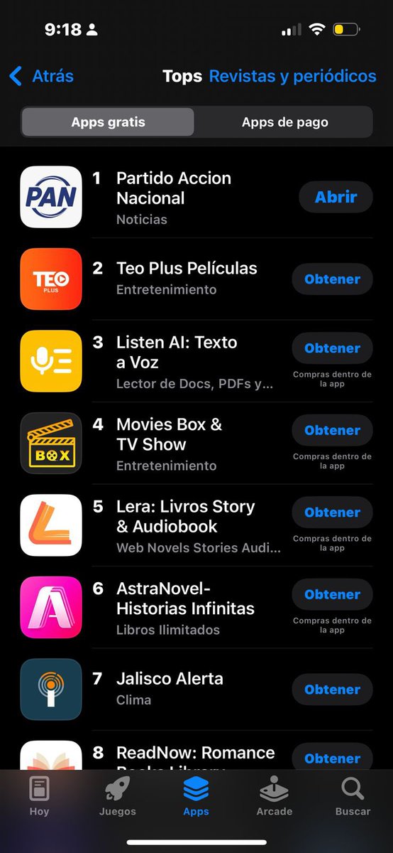 JorgeRoHe's tweet image. Iniciamos el día con muy buenas noticias, amigas y amigos. 👊🏽
A 3 días de haber presentado la APP de @AccionNacional en el marco del #RelanzamientoPAN, hoy ya es #1 en descargas en el rubro de noticias en App Store. 🎉
Descárgala aquí 📲 apps.apple.com/mx/app/partido…