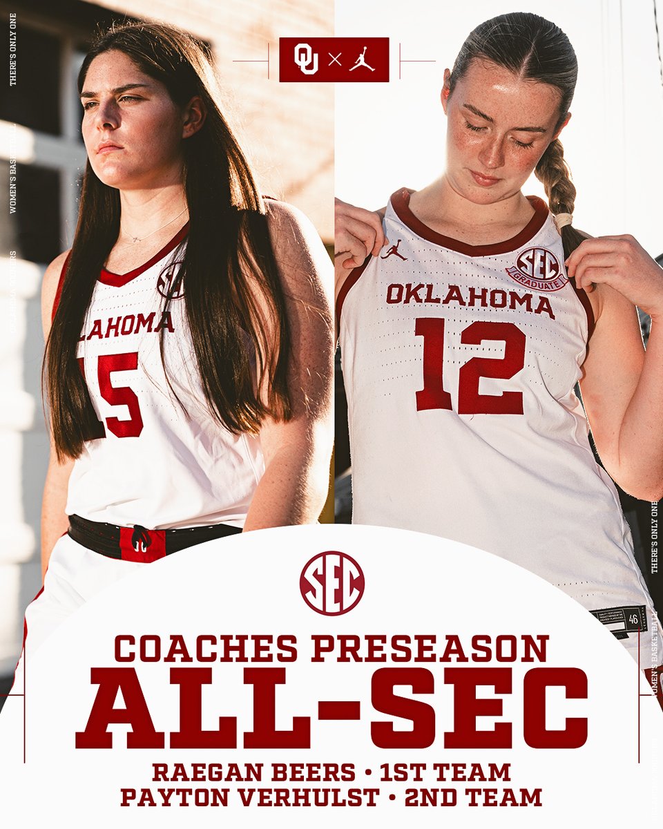 Two Sooners on the All-SEC Coaches Teams 🤩

<a href="/RaeganBeers/">RaeganBeers</a> // <a href="/payton_verhulst/">Payton Verhulst</a>