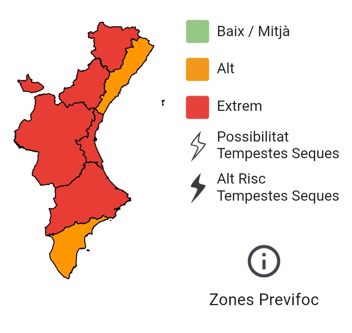 🔥El nivell de preemergència per risc d'incendis forestals per a demà 23/10 és:  

🔴EXTREM a tota la Comunitat Valenciana, excepte el litoral de Castelló i sud d'Alacant on es ALT

🚫Molta precaució i recorda que amb nivell 3 està prohibit fer qualsevol tipus de foc

#StopAlFoc