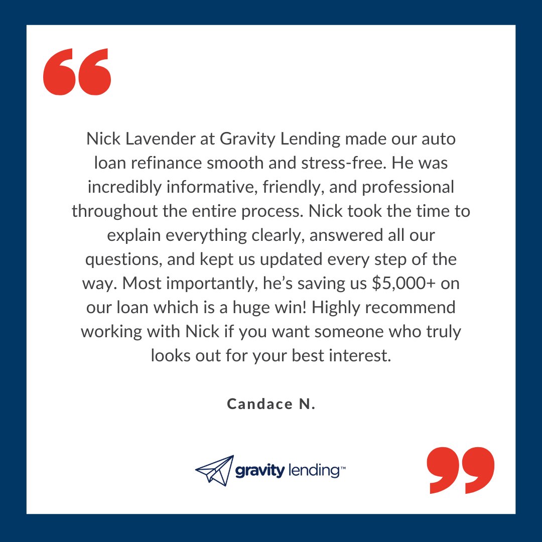 GravityLending's tweet photo. Candace saved 5k with her refi. What do you think you would save? Let's find out!

Apply Now - https://t.co/BV0l4D6Y2K https://t.co/2z2dNKIO9U