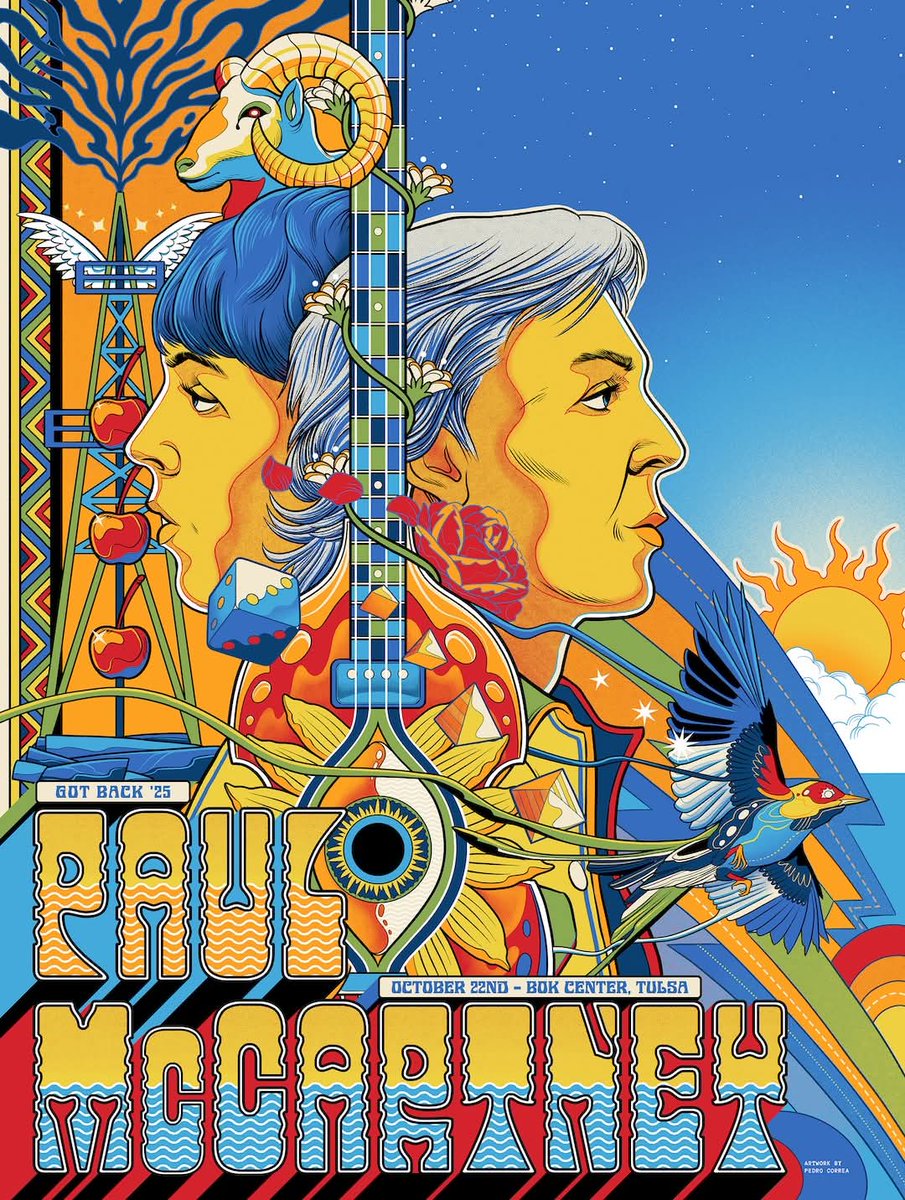Póster para el concierto de hoy en Tulsa, realizado por el artista brasileño Pedro Correa.