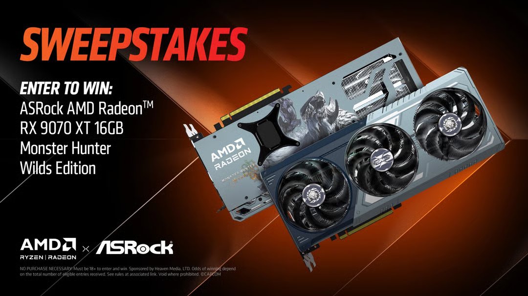 Calling all Monster Hunter fans! Starting now you can enter to win an <a href="/ASRockInfo/">ASRock</a> Radeon RX 9070 XT Monster Hunter Wilds Edition 16GB GPU! 

Find all the details here 👉 gleam.io/L2Km3/amd-x-mo…