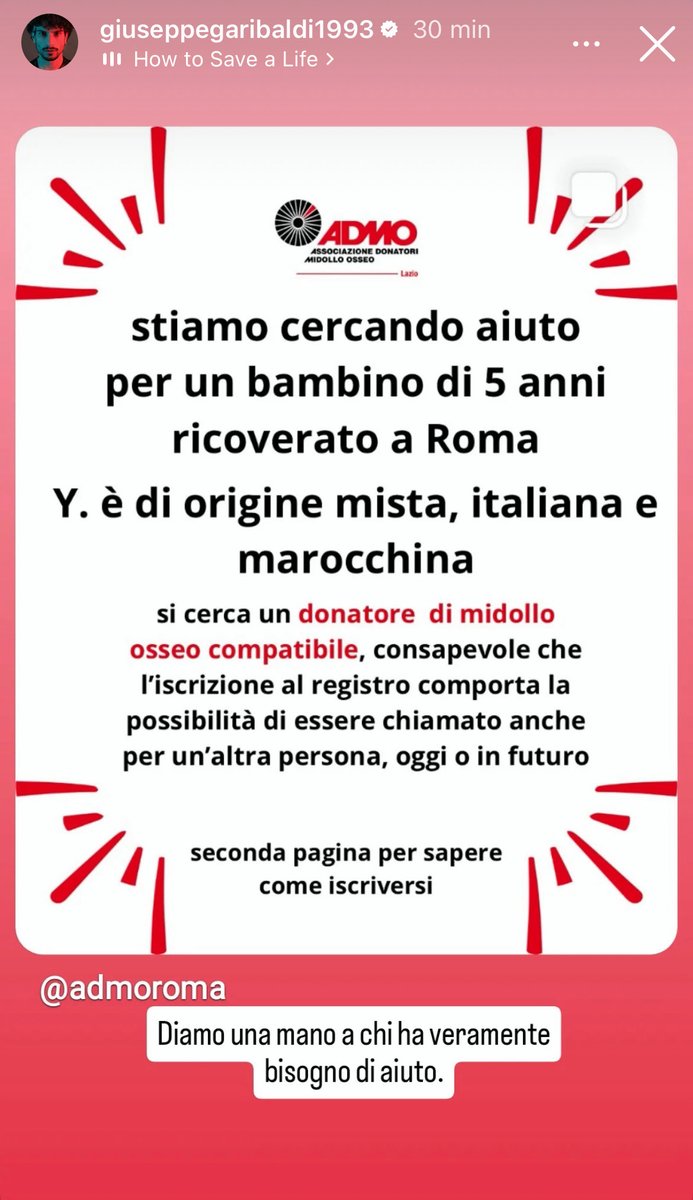 Miracle2016X's tweet image. Condividiamo questa richiesta di aiuto di #admo ❤️🙏🏻
#giuseppegaribaldi1993